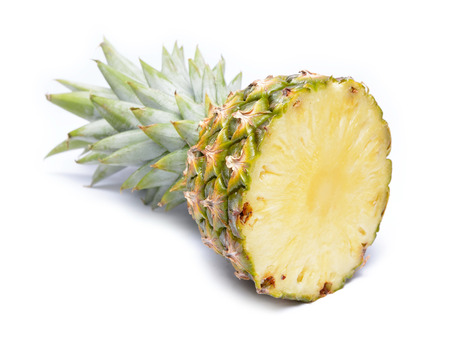 Fresh slice pineapple on white backgroundの写真素材