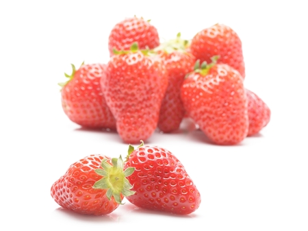 strawberries isolated on whiteの写真素材