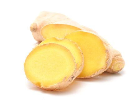 Fresh ginger on whiteの写真素材