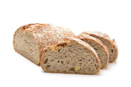 Rustic bread isolated on white backgroundの写真素材