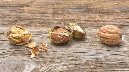 walnuts on wooden background