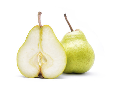 green pear isolated on a whiteの写真素材