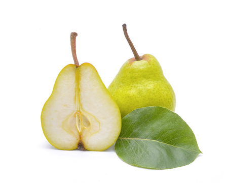 green pear isolated on a whiteの写真素材