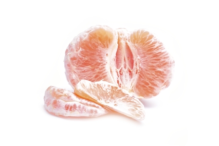 Ruby Red Grapefruits, isolated on white backgroundの写真素材