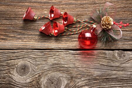 Christmas Over Wooden Background Decorations over Woodの写真素材