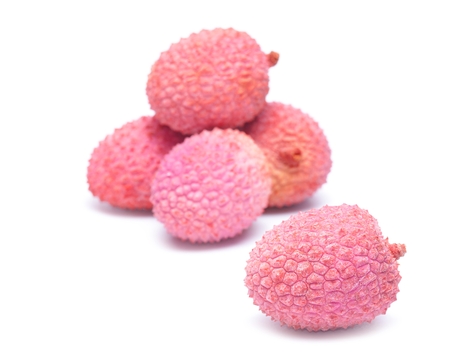 Lychee Fresh lychees isolated on white (fruits, lychee, fruit)の写真素材