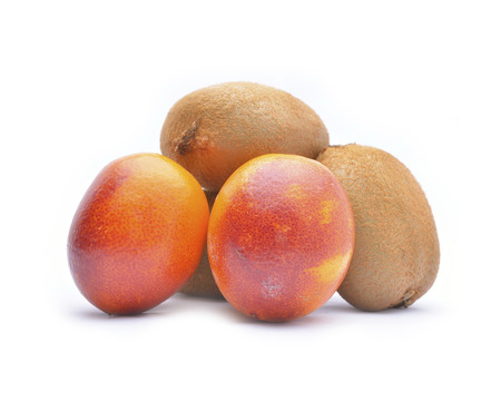 Red orange fruit isolated on white backgroundの写真素材