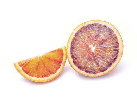 Red orange fruit isolated on white backgroundの写真素材