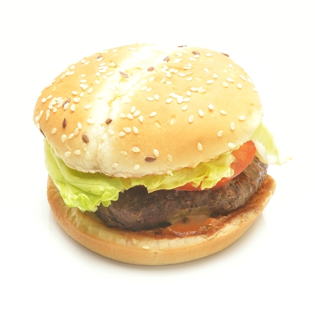 Close-up of a tasty hamburger sandwichの写真素材