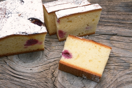 Cherry blondie or blond brownie cakeの写真素材