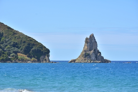Agios Gordios beach at Corfu island in Greeceの写真素材