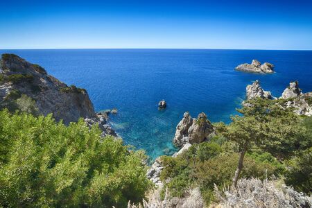 PALEOKASTRITSA, CORFU, GREECEの写真素材