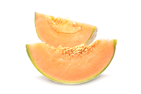 Cantaloupe isolated on white backgroundの写真素材