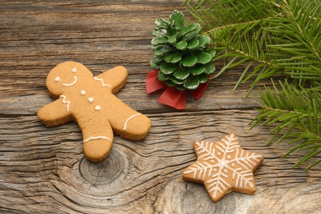Christmas homemade gingerbread cookiesの写真素材