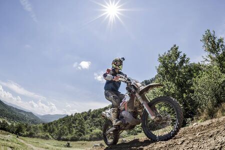 SIBIU, ROMANIA - JULY 25: Red Bull ROMANIACS Hard Enduro Rally . The hardest enduro rally in the world. July 25-29, 2017 in Sibiu, Romania. Stones and forestのeditorial素材