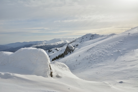 Winter in Ciucas Mountains, carpathina mountainsの写真素材