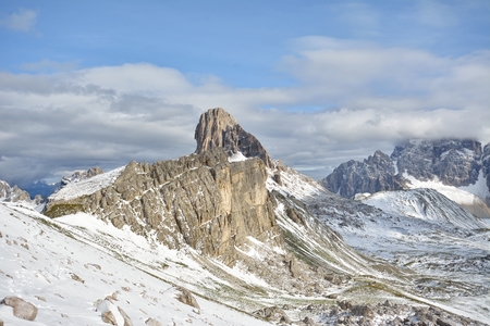 becco di mezzodi, rocheta and Croda da Lago lake, Cortina d'Ampezzo, Dolomites, Italyの写真素材