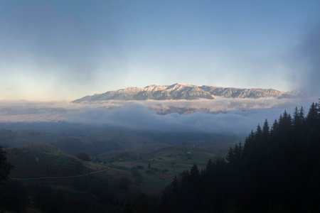 Sirnea rural landscape, Autumn Rural scenery in Transylvania , Romania.の写真素材