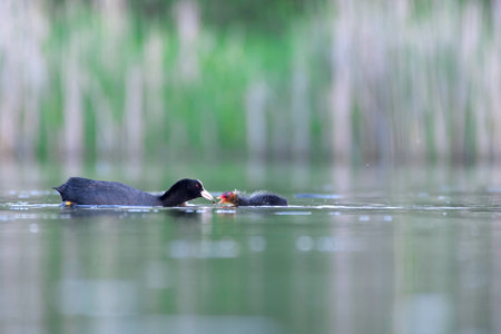 The Eurasian Coot (Fulica atra), also known as Coot,の写真素材