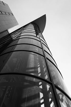 Perspective of exterior elevator in monochromeの写真素材