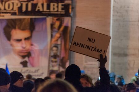 TIMISOARA, ROMANIA - FEBRUARY 2: Anti corruption rally. The romanian protesters are against the current government - Night 3のeditorial素材