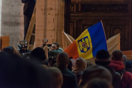 TIMISOARA, ROMANIA - FEBRUARY 2: Anti corruption rally. The romanian protesters are against the current government - Night 3のeditorial素材