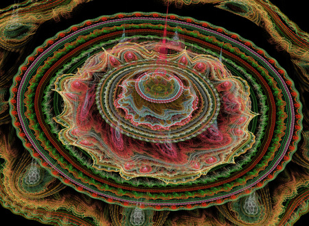 3D mandala. Abstract background. Isolated on black background.の写真素材
