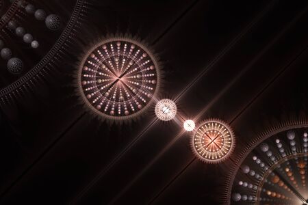 Cogwheels fractal design. Abstract background. Isolated on black background.