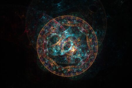 Abstract fractal design. Isolated on black background.の写真素材