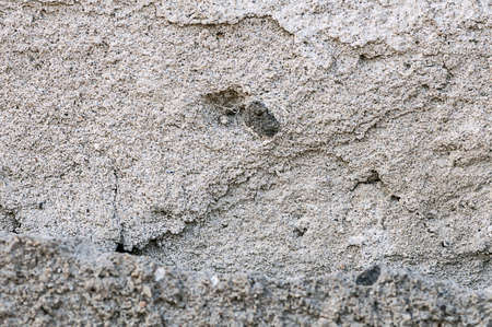 Brick wall. Broken plaster. Cracked and corroded cement.