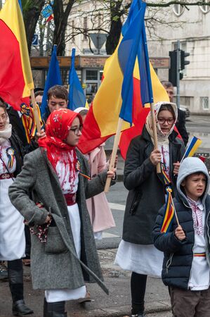 TIMISOARA, ROMANIA - DECEMBER 1, 2017: National Day parade in Romaniaのeditorial素材
