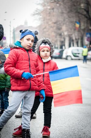TIMISOARA, ROMANIA - DECEMBER 1, 2017: National Day parade in Romaniaのeditorial素材