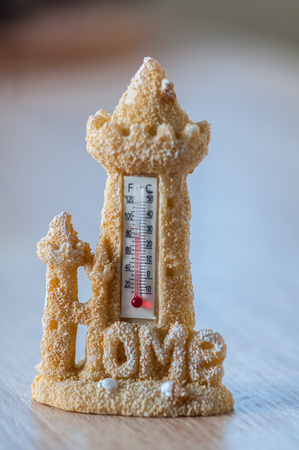 Interior thermometer. Home decoration. Castle shape.