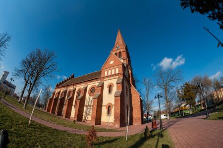 Fisheye view of a reformed church built in 1897の写真素材