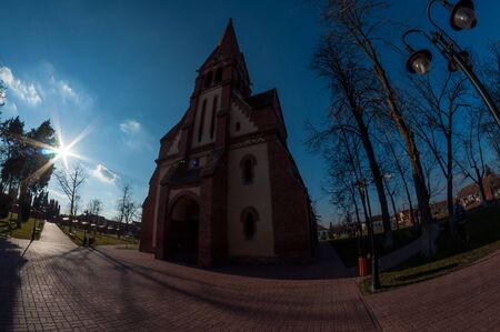Fisheye view of a reformed church built in 1897