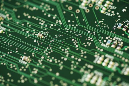 Close-up of a motherboard. Circuit with electronic componentsの写真素材