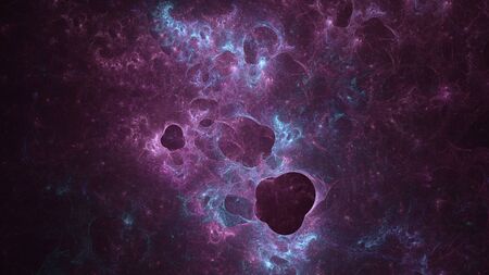 Nebula abstract fractal design isolated on black background. Widescreen.