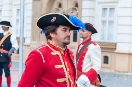 Timisoara, Romania - September 15, 2018: Parade of changing the guard. Period costumes.