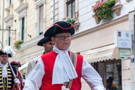 Timisoara, Romania - September 15, 2018: Parade of changing the guard. Period costumes.