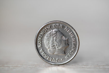 Timisoara, Romania - March 09, 2019: Close-up of a coin, 10 cents from 1978, Netherlands. Obverse sideのeditorial素材