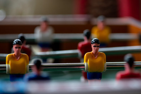 Close-up on foosball figurines. Childhood memoriesの写真素材