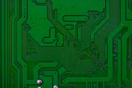 Close-up of electronic circuits on a motherboard