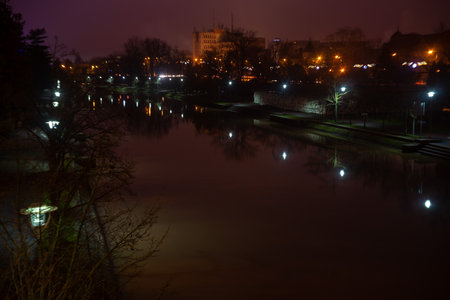 A view of the bega river. Night scene.の写真素材
