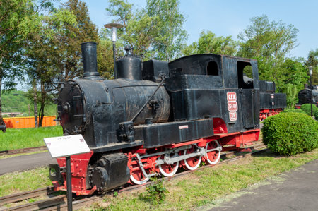 Resita, Romania - May 02, 2013: Steam locomotive displayed at an museum. CFR 764-001のeditorial素材