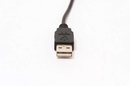 Macro shot of a black USB plugの写真素材