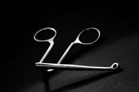 Angled Forcep clamp over blackの写真素材