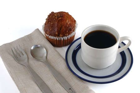 Coffee cup with saucer, blue and white, isolatedの写真素材