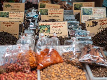 Various kind of Tea, Chinatown, Bangkok, Thailandの写真素材