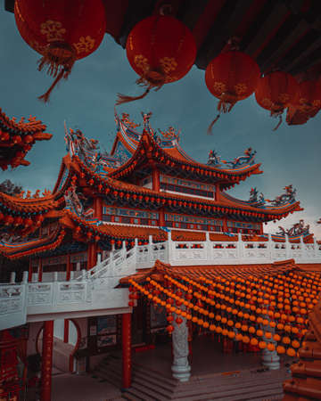 KUALA LUMPUR - April 12nd, 2019 : Night view of Thean Hou Temple on January 30, 2014 in Kuala Lumpur, Malaysia. This temple is famous during the celebration of Chinese New Year.のeditorial素材