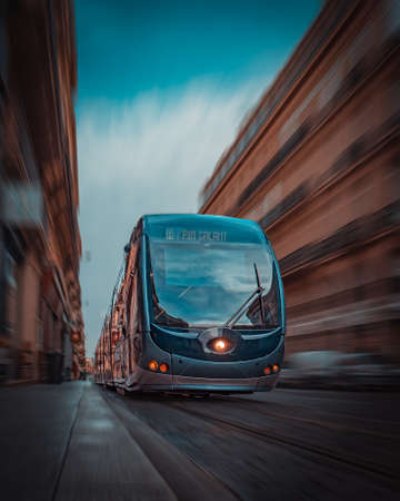 Bordeaux, France - January 17th, 2019 : A tram in Bordeaux - France, Aquitaineのeditorial素材
